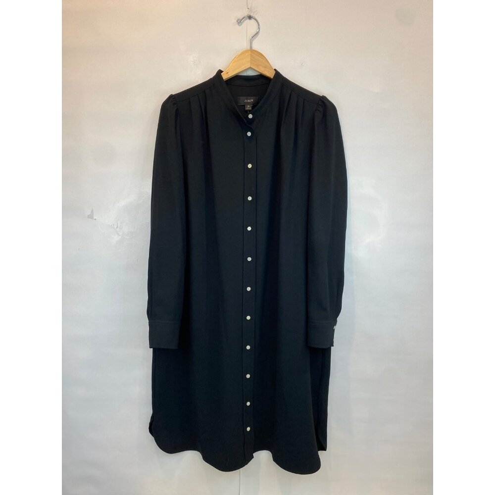 J. Crew Button Front Dress in 365 Crepe Size 16 Long Sleeve Career Workwear New - Picture 2 of 8